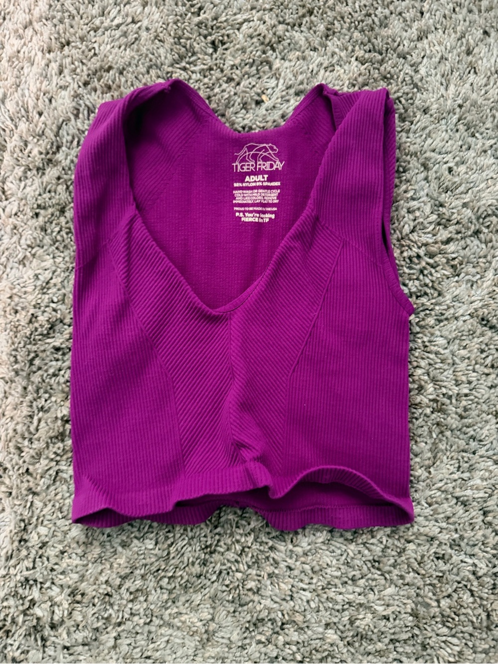 Tiger Friday Purple Ribbed V-Neck Muscle Tank